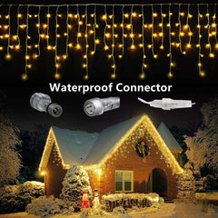 QFDIAN Street Garland On The House Christmas Decorations Ornaments LED Festoon Icicle Curtain Light Droop 0.5/0.6/0.7M EU Plug