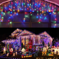 QFDIAN Street Garland On The House Christmas Decorations Ornaments LED Festoon Icicle Curtain Light Droop 0.5/0.6/0.7M EU Plug