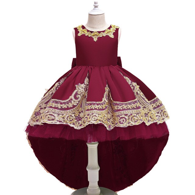 Qfdian Christmas decor ideas New High quality baby lace princess dress for girl elegant birthday party dress girl dress Baby girl's christmas clothes 2-12yrs