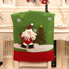 Qfdian Christmas decor ideas Christmas Chair Back Elastic Stretch Cover Santa Clause Holiday Party Decor Dining Kitchen Chair Covers Christmas Decoration