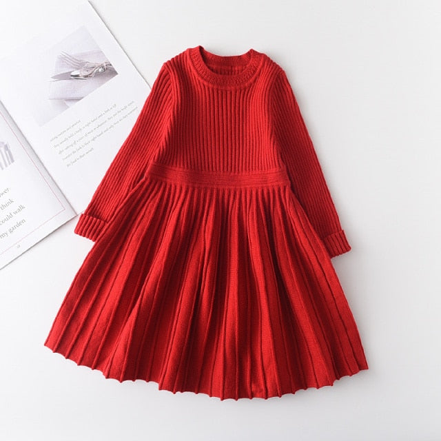 Qfdian Christmas decor ideas Winter Knitted Girl Sweater Dress Party Long Sleeve Children Clothes  Girls New Year Clothing Christmas Princess Dress