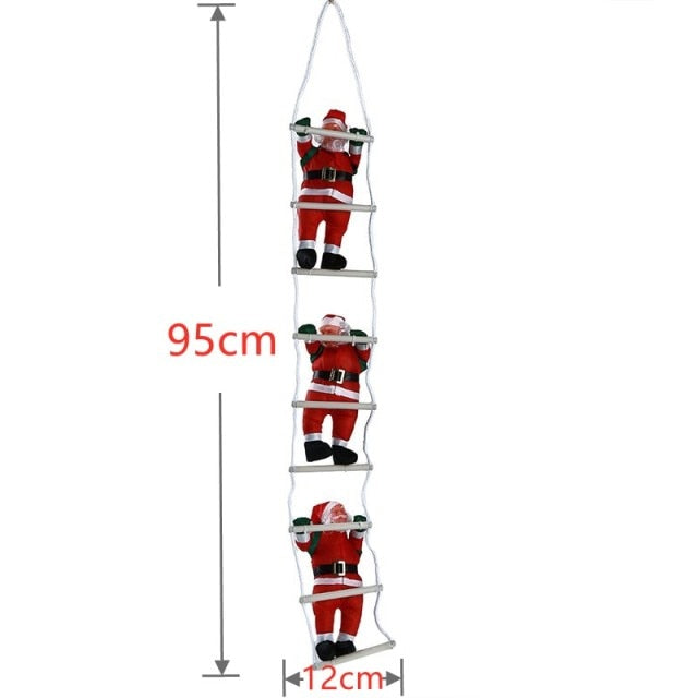 QFDIAN Santa Claus Climbing Ladder Electric Santa Claus Doll Christmas Tree Hanging Ornament Outdoor Indoor Door Wall Decoration