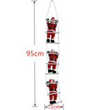 QFDIAN Santa Claus Climbing Ladder Electric Santa Claus Doll Christmas Tree Hanging Ornament Outdoor Indoor Door Wall Decoration
