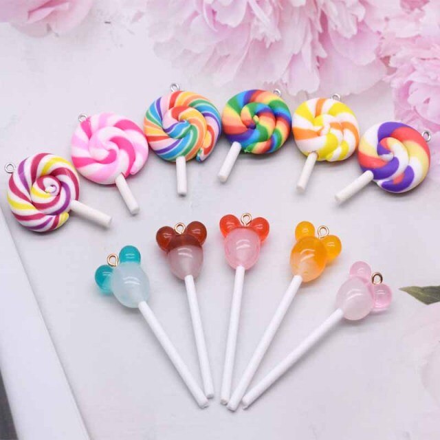 QFDIAN Variety Of Kind Cute Candies Resin Pendants Crafts DIY Making Findings Handmade Jewelry for Children DIY Earring Necklace