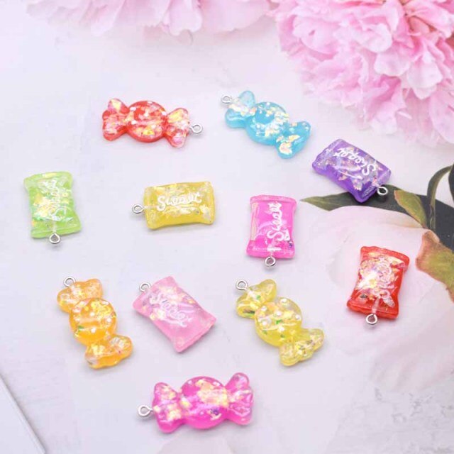 QFDIAN Variety Of Kind Cute Candies Resin Pendants Crafts DIY Making Findings Handmade Jewelry for Children DIY Earring Necklace