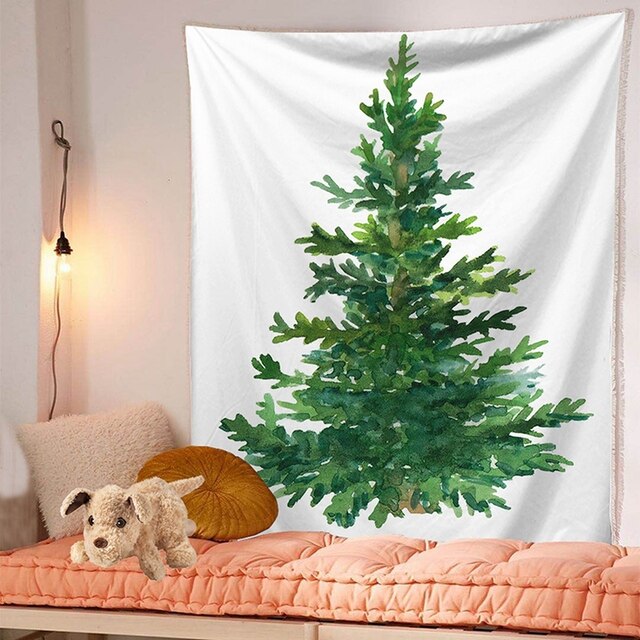 qfdian Wall Hanging Tapestry Gorgeous Christmas Tree Fireplace Stockings Gifts Tapestry for Bedroom Living Room Dorm