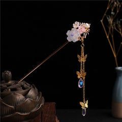 Qfdian Hanfu Crystal Hair Pins Ancient Ornament Headdress New Chinese Hair accessories Hairsticks Tassel Step Swinging Handmade Hairpin