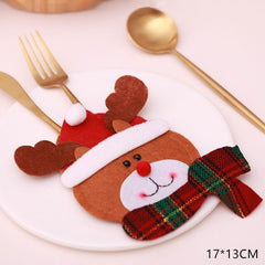 Qfdian Christmas decor ideas Christmas New Year Christmas Gift Tableware Fork Knife Holder Bag Navidad Noel Christmas Decorations for Home Dinner Table Decor