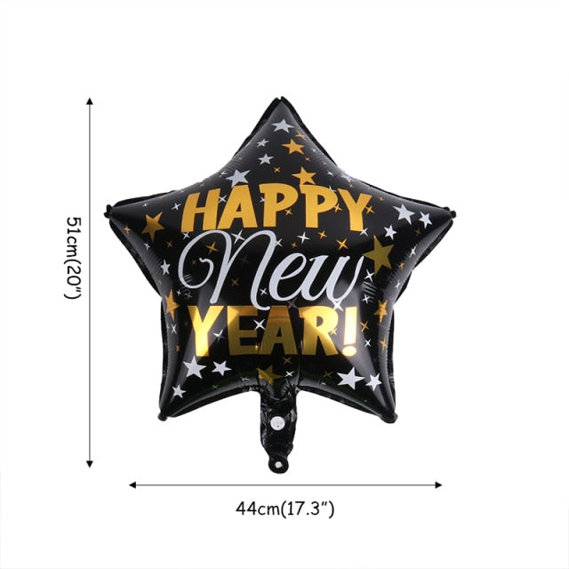 Qfdian New Years Eve Party Supplies Foil Balloon Black Gold Bottle Helium Globos Digit Air Balloon Christmas Happy New Year Decorations