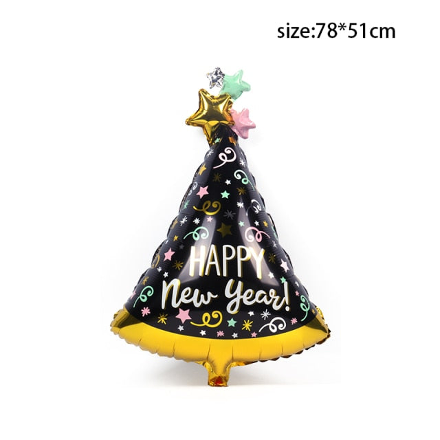 Qfdian New Years Eve Party Supplies Foil Balloon Black Gold Bottle Helium Globos Digit Air Balloon Christmas Happy New Year Decorations