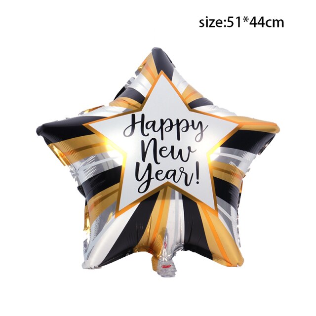 Qfdian New Years Eve Party Supplies Foil Balloon Black Gold Bottle Helium Globos Digit Air Balloon Christmas Happy New Year Decorations