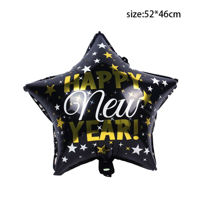 Qfdian New Years Eve Party Supplies Foil Balloon Black Gold Bottle Helium Globos Digit Air Balloon Christmas Happy New Year Decorations