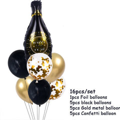 Qfdian New Years Eve Party Supplies Foil Balloon Black Gold Bottle Helium Globos Digit Air Balloon Christmas Happy New Year Decorations