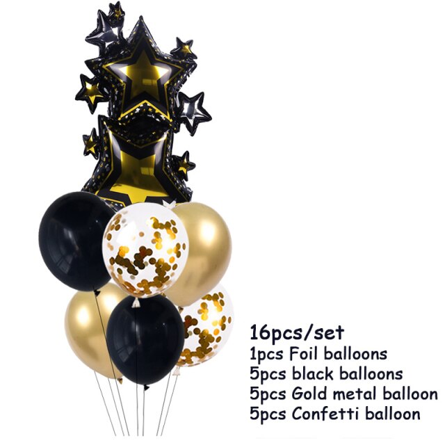 Qfdian New Years Eve Party Supplies Foil Balloon Black Gold Bottle Helium Globos Digit Air Balloon Christmas Happy New Year Decorations