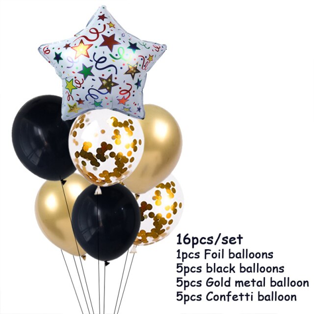 Qfdian New Years Eve Party Supplies Foil Balloon Black Gold Bottle Helium Globos Digit Air Balloon Christmas Happy New Year Decorations