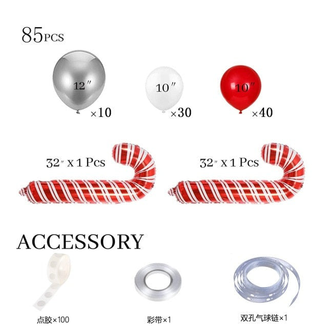 Qfdian Christmas decor ideas gifts for her Christmas Party Decoration Balloon Garland Kit Christmas Eve Latex Balloon Cane Candy New Year Party Decoration Supplies