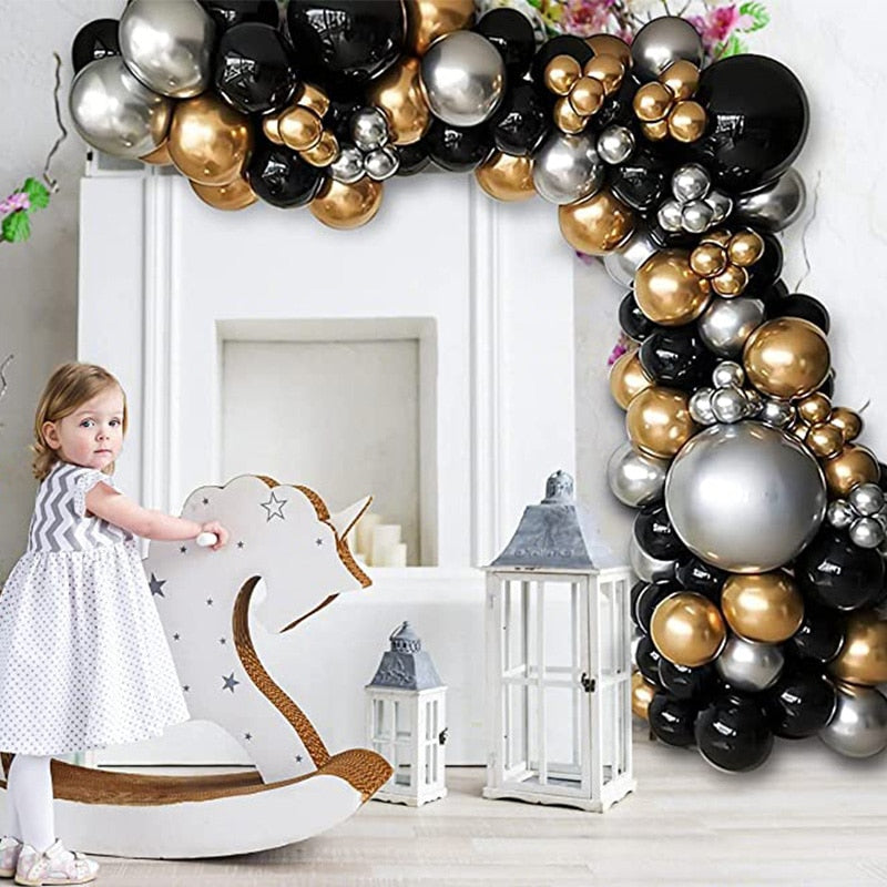 Qfdian New Year Eve 2022 Decor Balloons Arch Kit Party Decorations Balloons Gold Silver Backdrop Decoration Supplies Latex Globos