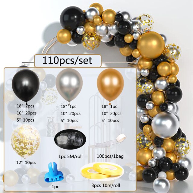 Qfdian New Year Eve 2022 Decor Balloons Arch Kit Party Decorations Balloons Gold Silver Backdrop Decoration Supplies Latex Globos