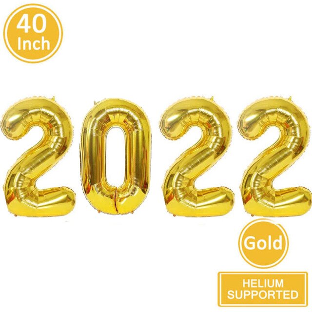 Qfdian Holiday gift Black Gold Happy New Year Foil Balloons Christmas Decorations for Home Ornaments Xmas Eve Party Supplies