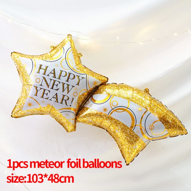 Qfdian Holiday gift Black Gold Happy New Year Foil Balloons Christmas Decorations for Home Ornaments Xmas Eve Party Supplies