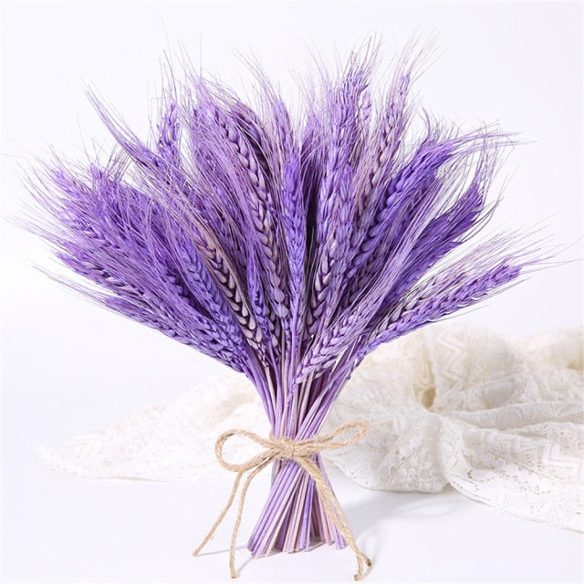 Qfdian New Year's gift 50Pcs Real Wheat Ear Flower Natural Dried Flowers Wedding Party Decoration Plant DIY Vase Dining Table Home Decor Wheat Bouquet