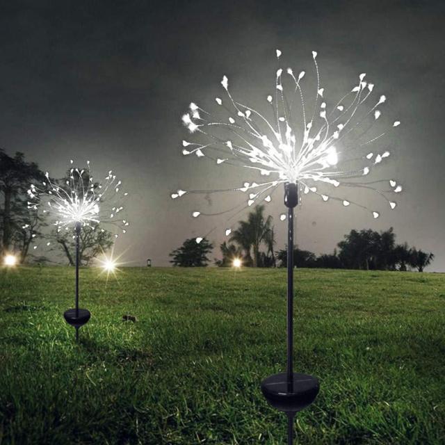 Qfdian  Christmas Solar Powered Outdoor Grass Globe Dandelion Fireworks Lamp Flash String 90 /120/150 LED For Garden Lawn Landscape Holiday Light