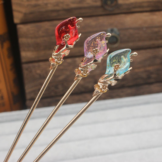 Qfdian  valentines day gifts for her  Vintage Chinese Style Hanfu Hair Stick Women Metal Flower Hair Fork Hair Chopsticks Hairpin Woman Jewelry Hair Clip Accessories