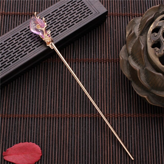 Qfdian  valentines day gifts for her  Vintage Chinese Style Hanfu Hair Stick Women Metal Flower Hair Fork Hair Chopsticks Hairpin Woman Jewelry Hair Clip Accessories