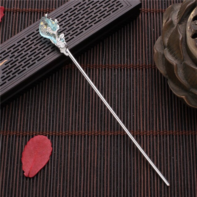 Qfdian  valentines day gifts for her  Vintage Chinese Style Hanfu Hair Stick Women Metal Flower Hair Fork Hair Chopsticks Hairpin Woman Jewelry Hair Clip Accessories