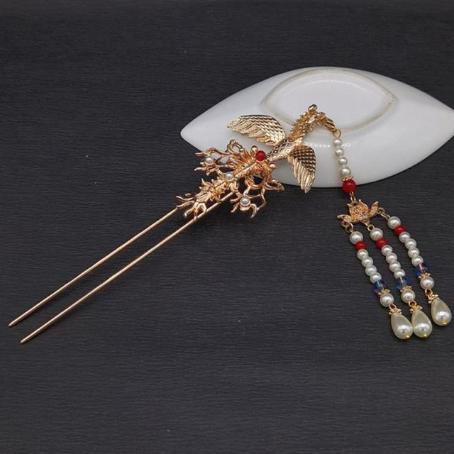 Qfdian gifts for her Chinese Style Hanfu Hair Stick Vintage Women Metal Hair Fork Hair Chopsticks Hairpin Woman Jewelry Hair Clip Accessories