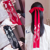 Qfdian  valentines day gifts for her China Ancient Style Flower Hanfu Embroidery Hair Band Fairy Hair Ribbon Chinese Wedding Party Headbands Bride Hair Accessories