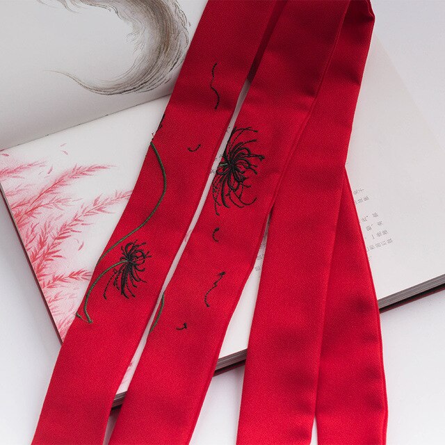 Qfdian  valentines day gifts for her China Ancient Style Flower Hanfu Embroidery Hair Band Fairy Hair Ribbon Chinese Wedding Party Headbands Bride Hair Accessories