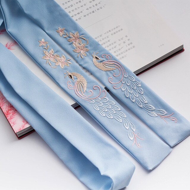 Qfdian  valentines day gifts for her China Ancient Style Flower Hanfu Embroidery Hair Band Fairy Hair Ribbon Chinese Wedding Party Headbands Bride Hair Accessories