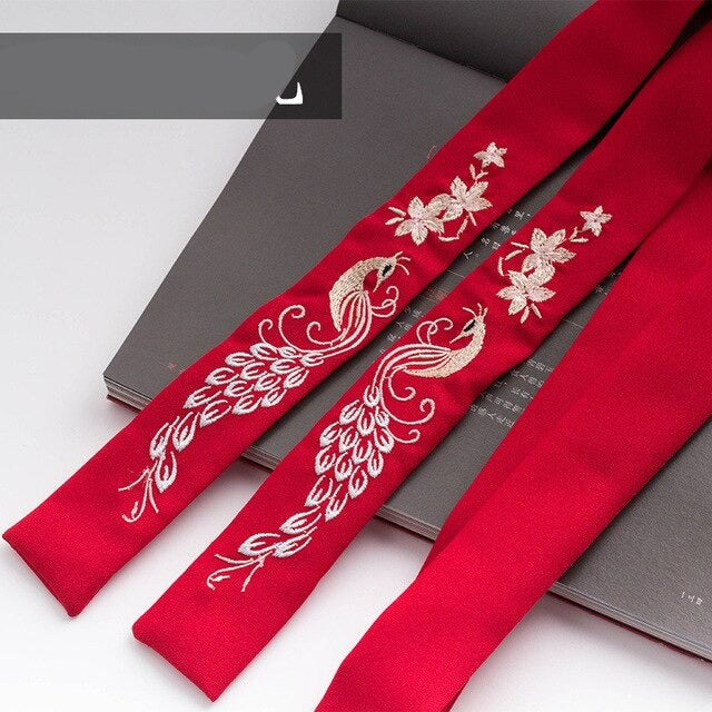 Qfdian  valentines day gifts for her China Ancient Style Flower Hanfu Embroidery Hair Band Fairy Hair Ribbon Chinese Wedding Party Headbands Bride Hair Accessories