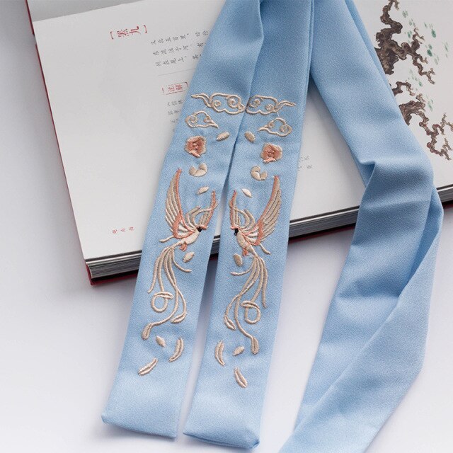 Qfdian  valentines day gifts for her China Ancient Style Flower Hanfu Embroidery Hair Band Fairy Hair Ribbon Chinese Wedding Party Headbands Bride Hair Accessories