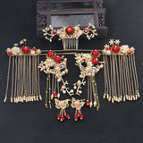 Qfdian Holiday gift costume headdress Hanfu Ancient style hairpin accessories Chinese phoenix crown stepping suit wedding hair accessories