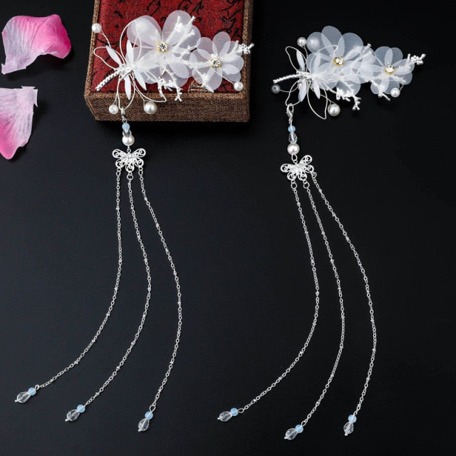 Qfdian gifts for women hot sale new Hair Clip Hanfu Hair Stick Bun Dragonfly Hairpins Retro Hair Accessories for Women U-shaped Hair Forks Tassel Duckbill Clip