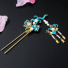 Qfdian gifts for women hot sale new Hair Clip Hanfu Hair Stick Bun Dragonfly Hairpins Retro Hair Accessories for Women U-shaped Hair Forks Tassel Duckbill Clip