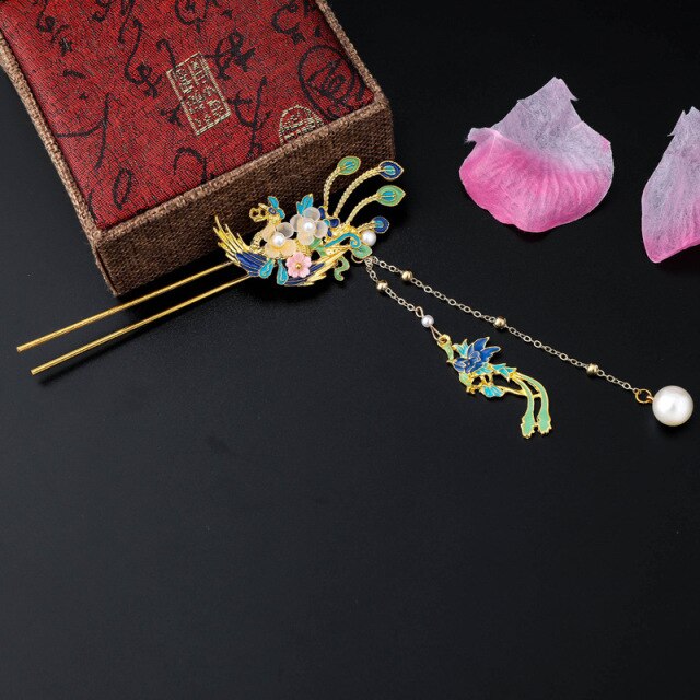 Qfdian gifts for women hot sale new Hair Clip Hanfu Hair Stick Bun Dragonfly Hairpins Retro Hair Accessories for Women U-shaped Hair Forks Tassel Duckbill Clip