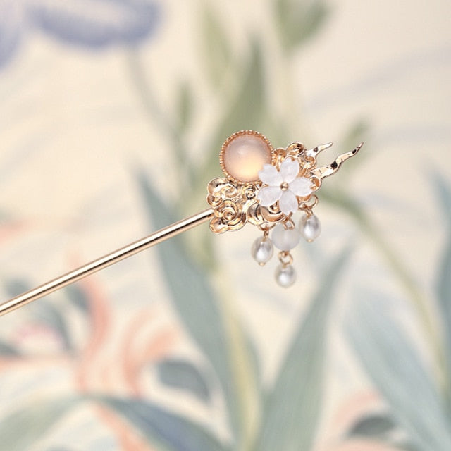 Qfdian Chinese Vintage Style Hairpin Sticks Women Chinese Traditional Hair Pins Long Ancient Dress Accessories Hanfu Casual Collocation