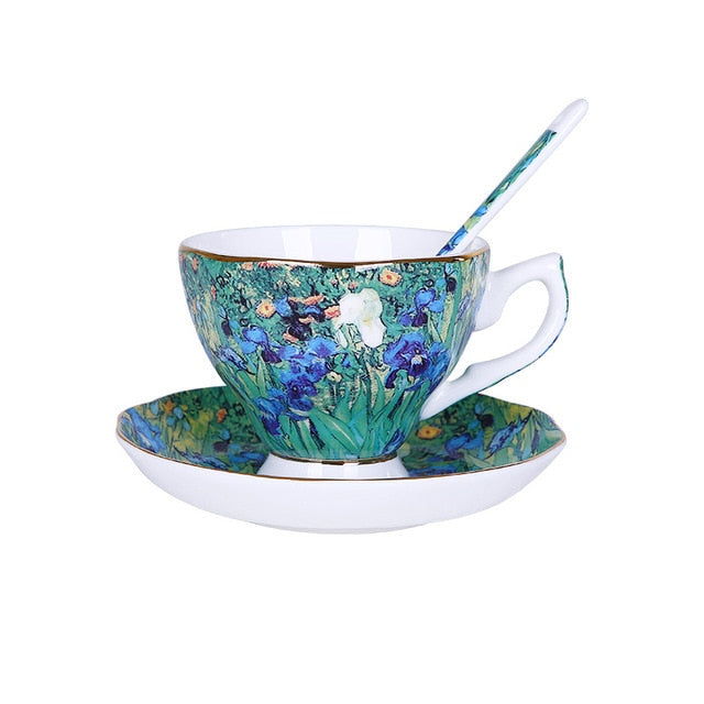 Qfdian valentines day gifts The New Van Gogh Art Painting Coffee Mugs The Starry Night Sunflowers The Sower Irises Saint-Remy Coffee Tea Cups