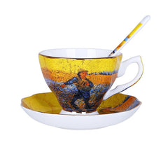 Qfdian valentines day gifts The New Van Gogh Art Painting Coffee Mugs The Starry Night Sunflowers The Sower Irises Saint-Remy Coffee Tea Cups