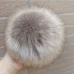 Qfdian dorm decoration ideas 1PC Fluffy Faux Fox fur 12CM Pompoms Pom-Poms with Press Stud/Button or Elastic Loop for Beanie knitting Hats DIY Accessorsories