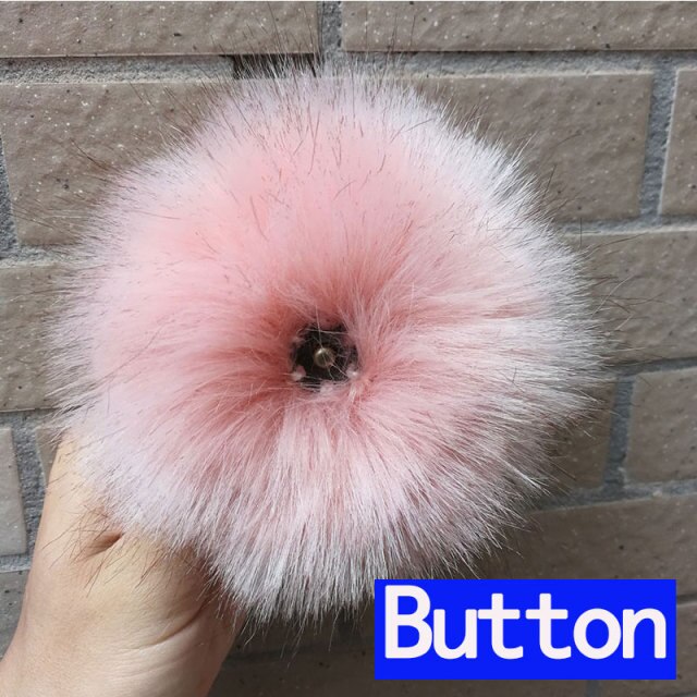 Qfdian dorm decoration ideas 1PC Fluffy Faux Fox fur 12CM Pompoms Pom-Poms with Press Stud/Button or Elastic Loop for Beanie knitting Hats DIY Accessorsories