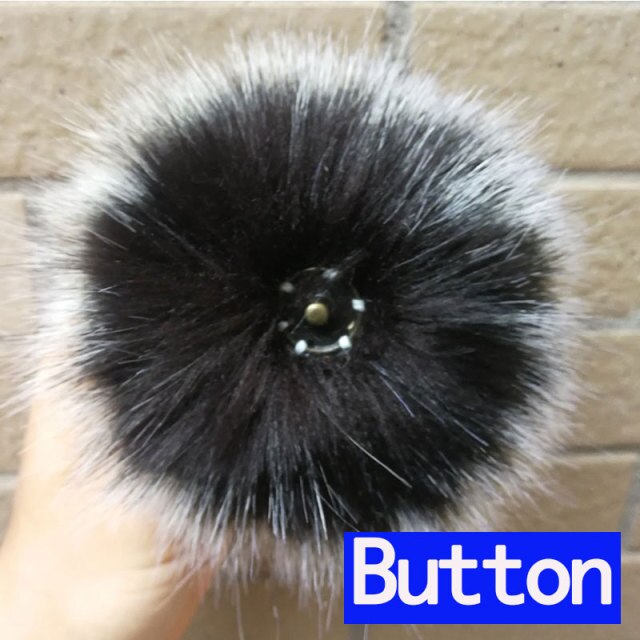 Qfdian dorm decoration ideas 1PC Fluffy Faux Fox fur 12CM Pompoms Pom-Poms with Press Stud/Button or Elastic Loop for Beanie knitting Hats DIY Accessorsories