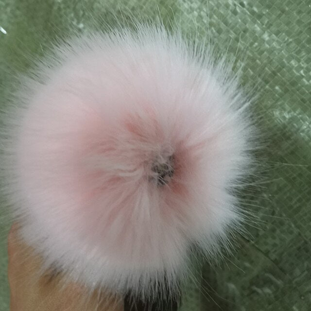 Qfdian dorm decoration ideas 1PC Fluffy Faux Fox fur 12CM Pompoms Pom-Poms with Press Stud/Button or Elastic Loop for Beanie knitting Hats DIY Accessorsories