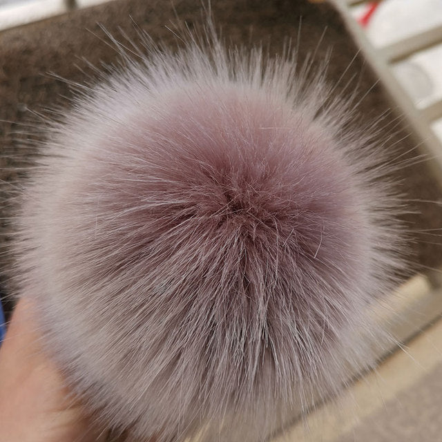 Qfdian dorm decoration ideas 1PC Fluffy Faux Fox fur 12CM Pompoms Pom-Poms with Press Stud/Button or Elastic Loop for Beanie knitting Hats DIY Accessorsories