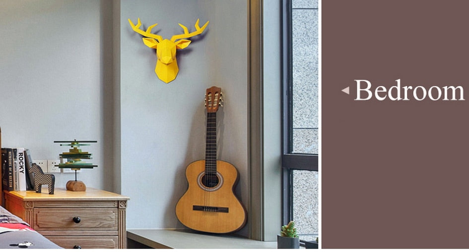 Home Decoration Accessories,3D Deer Head,Statue,Sculpture,Wall Decor,Animal Figurine Miniature,Modern,Living Room,Decorative Art