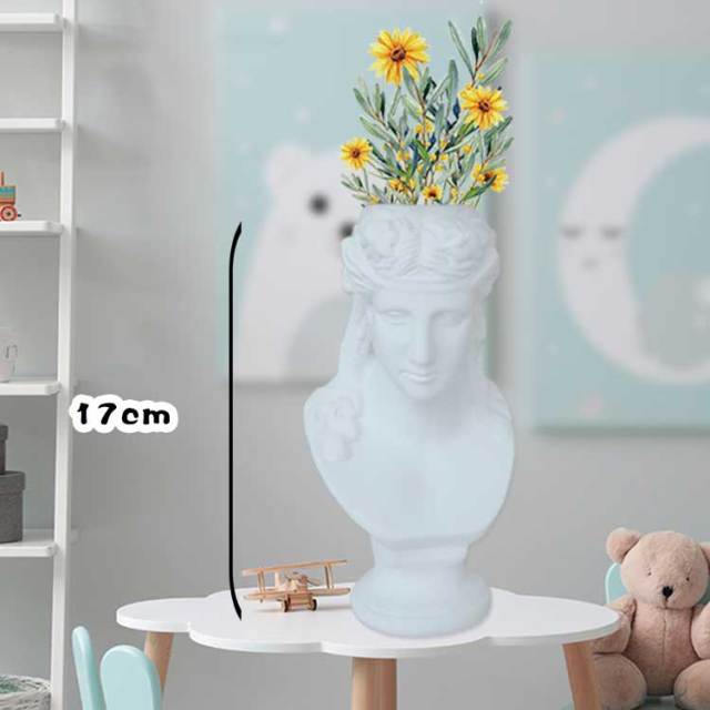 Qfdian valentines day gifts Nordic Vase Home Decor Vase Creative Human Head Portrait Flower Vases Room Decoration Resin David Flower Vase Room Decor