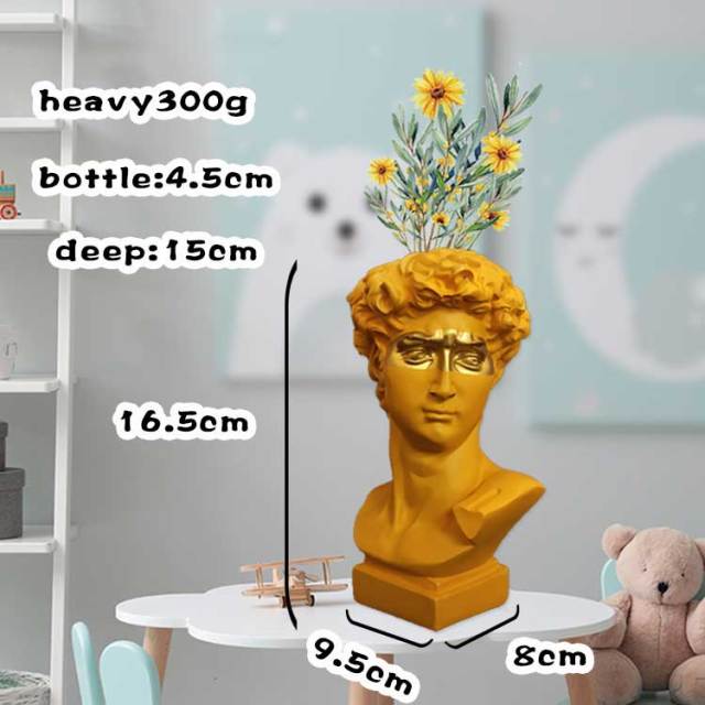 Qfdian valentines day gifts Nordic Vase Home Decor Vase Creative Human Head Portrait Flower Vases Room Decoration Resin David Flower Vase Room Decor